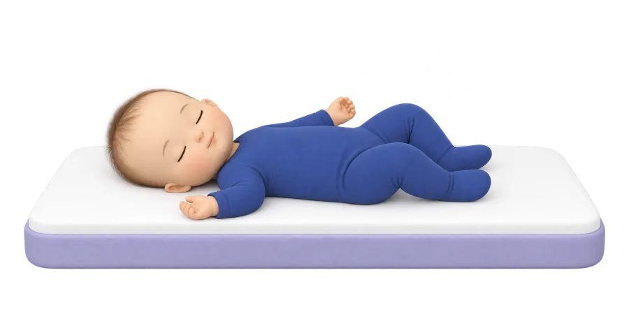 Bébé couché sur le dos, à plat, sans rien autour